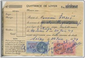 Acq_2014/162. Lot de 6 quittances de loyer pour M EVRARD - Acq_2014/162. Lot de 6 quittances de loyer pour M EVRARD -