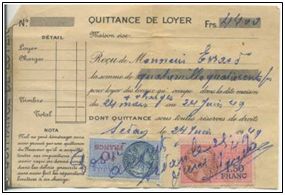 Acq_2014/162. Lot de 6 quittances de loyer pour M EVRARD -